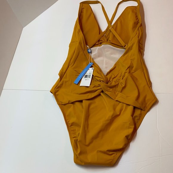 NWT Bleu Rod Beattie Yellow Crossback Halterneck One Piece - Picture 5 of 8